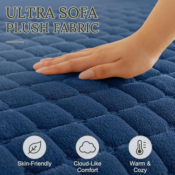 Smiry Velvet Couch Cover for Dogs, Non Slip Soft Sofa Protector for Pets | Washable Sofa Cover for Cats, Cozy Furniture Protector Against Pet Hair, Scratches, Fits Sectional Sofa(Navy Blue, 36"x71") - Image 4