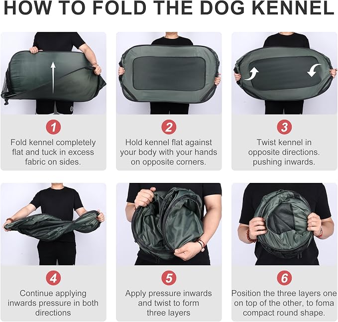 36 Inch Foldable Dog Kennel for Large Dogs, Portable Waterproof Pop-Up Pet Crate, Indoor Outdoor Travel Car Seat Kennel (Green) - Image 5