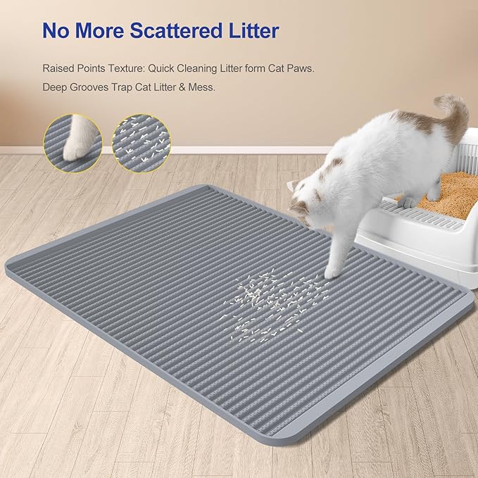 Filmicy Silicone Cat Litter Mat - 31' x 23' Waterproof Large Kitty Mat, Non-Slip, Durable, Easy Clean & Washable Cat Litter Tray Mat for Scatter Control - Image 2