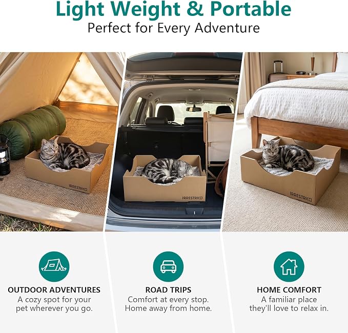 Cardboard Cat House with Replaceable Scratcher & Waterproof Cushion, 2-in-1 Cat Lounge Bed & Scratch Box, Eco-Friendly Cat Furniture Cube Cat Bed for Indoor Cats 13.8" - Image 7