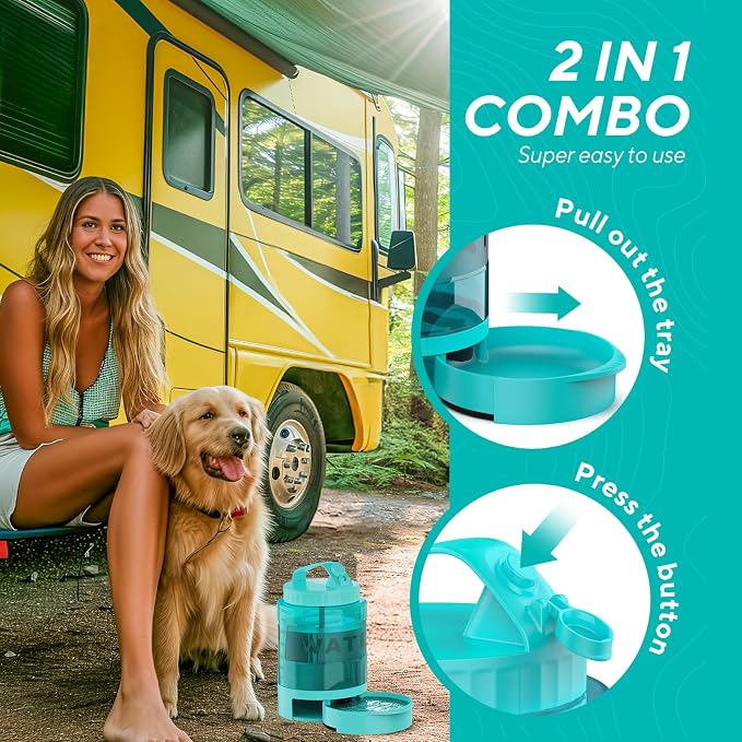 77oz Portable Dog Water Bottle, Large Travel Water Bowls for Dogs Camping Essentials Hiking Park Traveling Beach Walk Accessories, Dog Water Bowl Dispenser with Pull-Out Drinking Bowl, BPA Free - Image 5