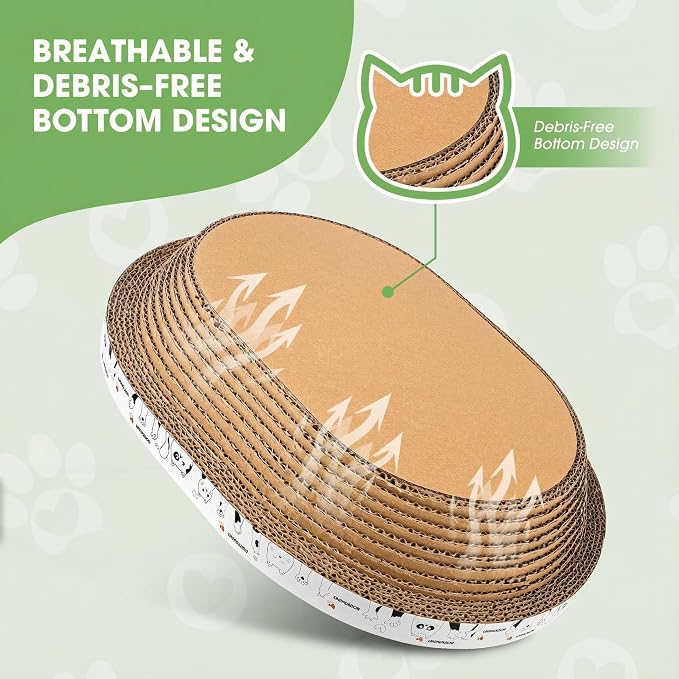 All-in-One Cardboard Cat Scratchers for Indoor Cats, Oval Cat Scratch Box & Lounger Beds Kitten Loves, Durable Cat Scratching Pads + Bonus Toys Couch Cat Scratch Protector - Image 3