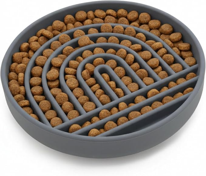 Should We Go? Slow Feeder Dog Bowls - Small Size Silicone Slow Eating Dog Bowl for Puppies & Dogs with Suction Cup -Dishwasher-Safe,Lick Mat Design,Reduces Gulping, for All Breeds, 6”x1.25”- Charcoal by ShouldWeGo