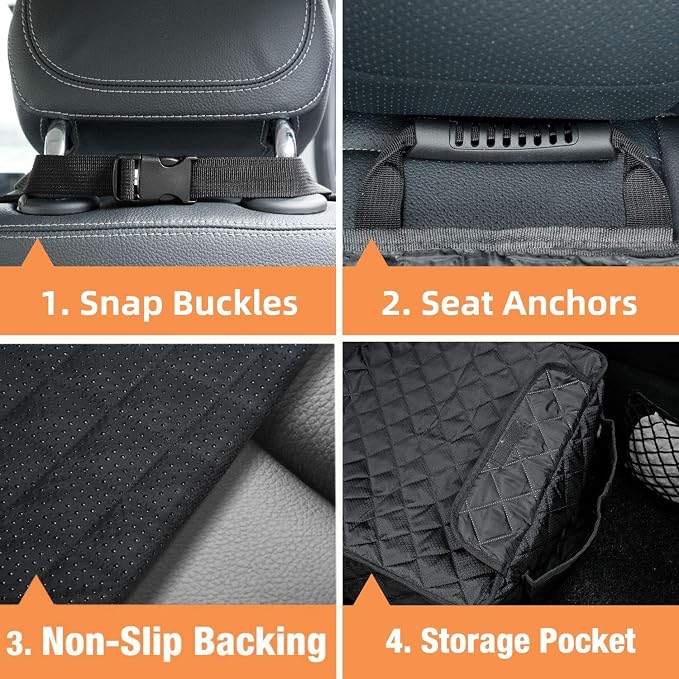PETICON Waterproof Front Seat Car Cover 2 Pack, Full Protection | Dog Car Seat Cover with Side Flaps, Nonslip Scratchproof Captain Chair Seat Cover Fits for Cars, Trucks, SUVs, Jeep, Black - Image 7