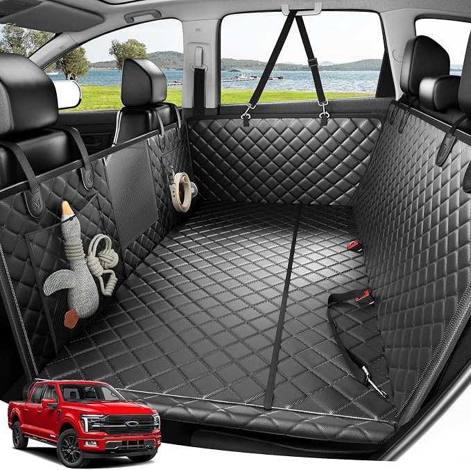 Zanch 2025 Upgraded Dog Car Seat Cover, 450 lbs Heavy Duty Hard Bottom, Waterproof & Anti-Scratch Back Seat Protector, Nonslip Pet Hammock Extender for Mid SUVs, Trucks, Standard-Black by Zanch