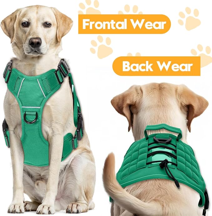 Heavy-Duty Tactical Dog Harness for Large Dogs, No Pull Adjustable Reflective Pet Vest with Molle System, K9 Military-Grade Control for Service Training, Outdoor & 10+ Breeds, Turquoise, X-Large - Image 7