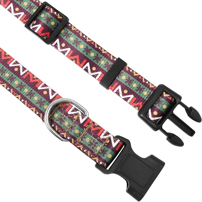 Reflective Dog Collar, Adjustable Neoprene Padded,Retro Geometric Flowers,M | Breathable Nylon for Medium Dogs,Tear-Resistant Webbing,Chafe‑Free on Walks and Hikes,Metal D-Ring,Night Safety - Image 3