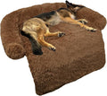 GGIB Calming Dog Bed Fluffy Plush Dog Mat for Furniture Protector with Removable Washable Cover for Large Medium Small Dogs and Cats (Large, Brown) by GGIB