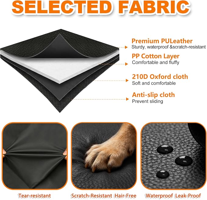 SUV Liner for Dogs, Waterproof Dog Trunk Cover with Bumper Flap Protector, PU Large Size Universal Fit, Black - Image 2