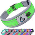 Joytale Reflective Dog Collar for Small Dogs with Wide Padding, Green | Soft Cushion Reduce Neck Strain, Night Safety Walking, Metal Buckle and Adjustable Eyelets, Separated Dog ID Tag Ring by Joytale
