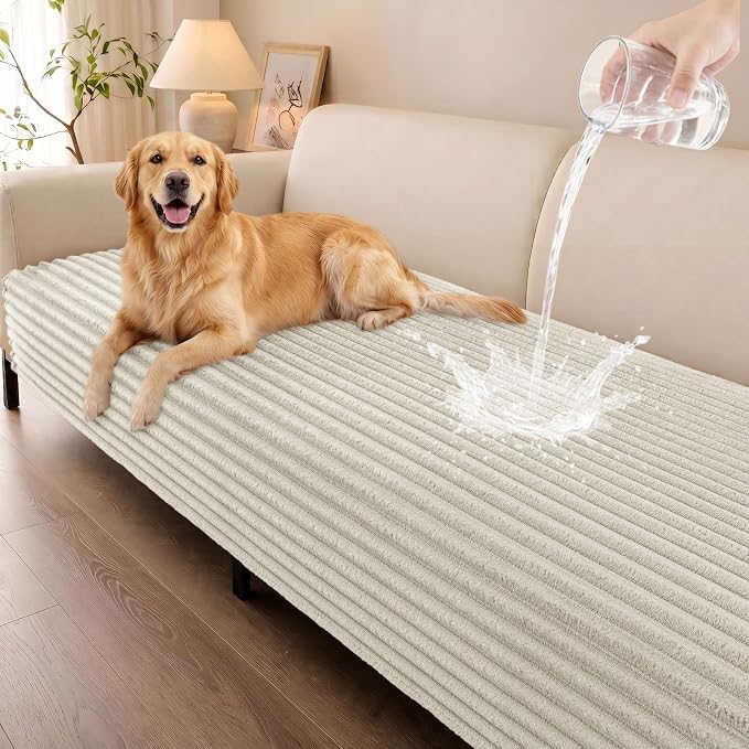 Smiry Waterproof Couch Cover for Dogs, Washable Non Slip Plush Protector | Waterproof Protection, Plush Flannel, Non Slip Backing, Pet Hair & Scratch Protection, Soft Cover (36" x 63") by Smiry
