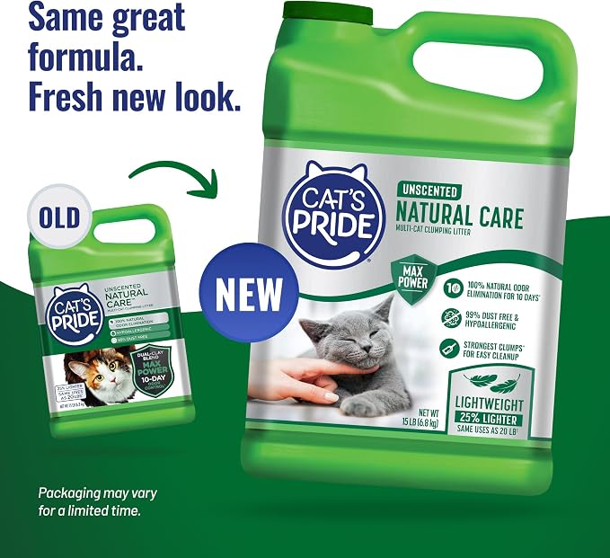 Cat's Pride Natural Care Odor-Eliminating Hypoallergenic Litter 15lb - Image 2