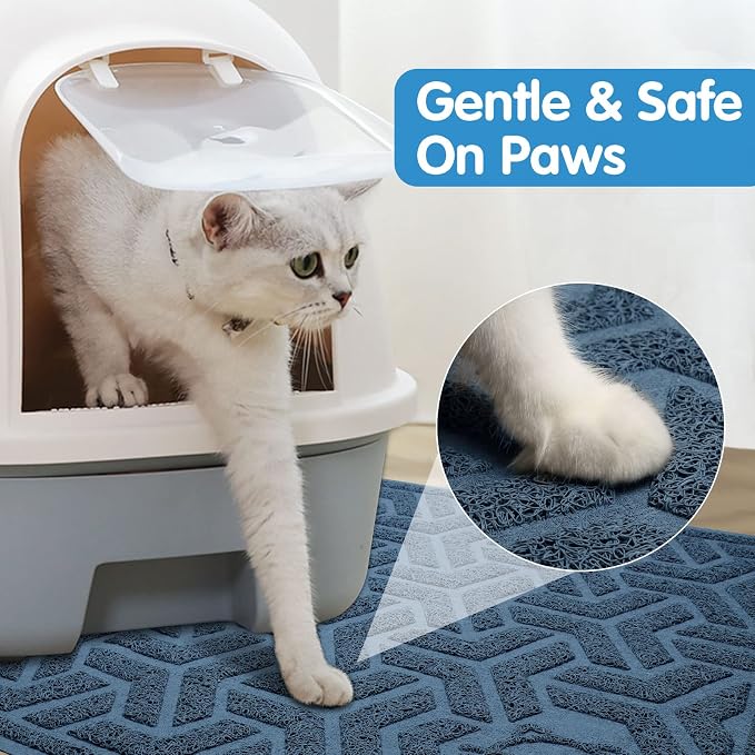 UPSKY Waterproof Cat Litter Mat Large 35" x 24" Soft on Kitty Paws, Blue | Litter Box Mat, Cat Litter Mat Litter Trapping Mat, Waterproof Scatter Control, For Indoor Cats, Easy to Clean - Image 2