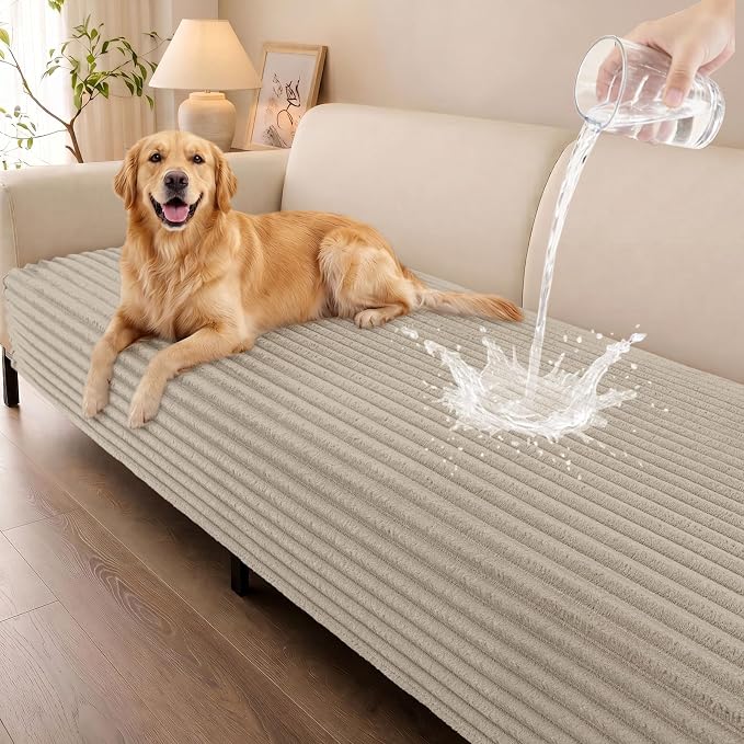 Smiry Waterproof Couch Cover for Dogs, Washable Non Slip Plush Protector | Waterproof Protection, Plush Flannel, Non Slip Backing, Pet Hair & Scratch Protection, Soft Cover (36" x 88") by Smiry