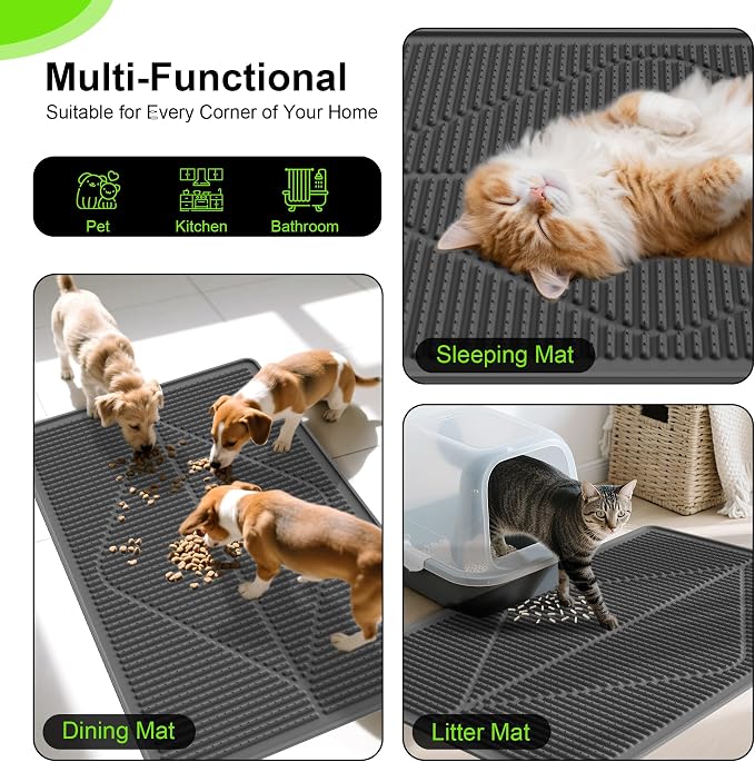 Mofason Rubber Cat Litter Box Mat, Black Silicone Litter Catcher Mat | Waterproof 24"x15" kitty litter box mat; litter trapping catcher mat; easy clean trapping mat, kitty litter mats for floor - Image 6