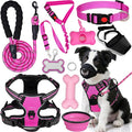 No Pull Dog Harness Adjustable Collar & Leash Set - Dog Halter Harnesses Collapsible Bowls & Poop Bag Dispenser Muzzle ID Tags Toys Fits Small Medium Large Dogs (Pink-M) by Unknown
