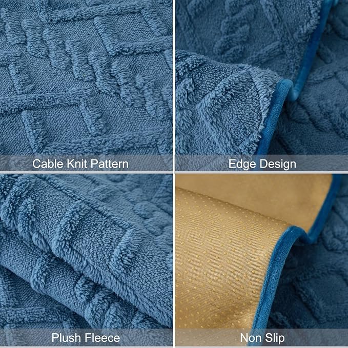 vctops Geometric Jacquard Plush Sofa Couch Covers Farmhouse Neutral Non Slip Sectional Couch Cover Soft Warm Sofa Slipcover for Dogs, Children, Pets Furniture Protector (Dark Blue B,36"x94") - Image 7
