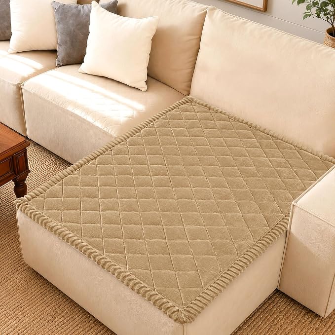 Smiry Non Slip Couch Cover for Dogs, Fuzzy Plush Pet Sofa Protector | Washable Furniture Cover for Large Dogs & Cats, Scratch & Dirt Resistant, For Sectional Sofa, Camel, 43"x63" by Smiry