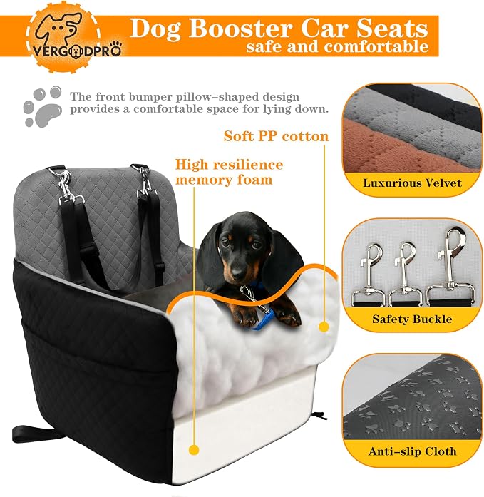 Dog Booster Car Seat for Medium/Small Sized Dogs,Memory Foam and Ultra Soft Fabric Car Pet Bed,Portable Travel Safety and Comfortable Dog Carseat with Washable Removable Cover,Thick Cushion（M-Blagre） - Image 4