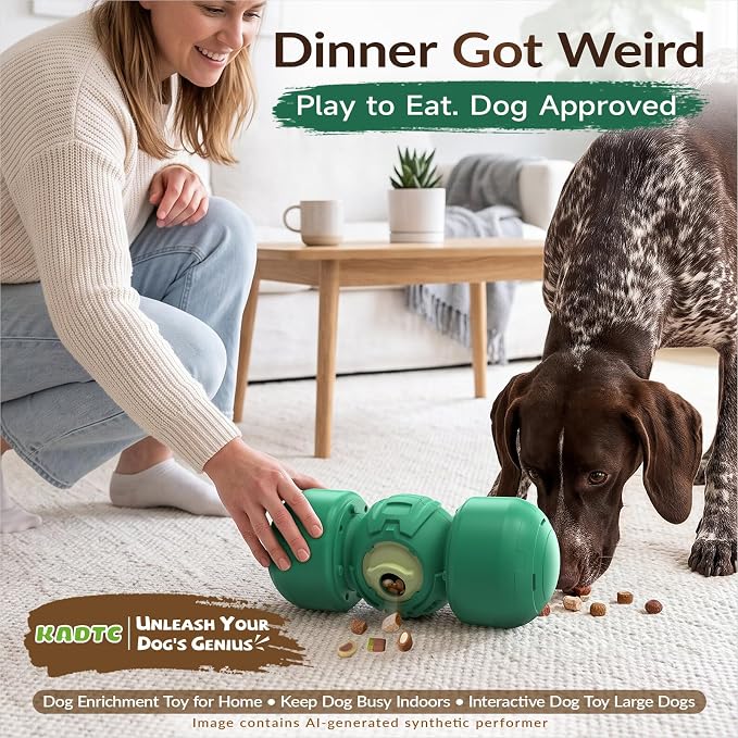 KADTC XL Dog Treat Dispenser Toy, Wobble Giggle Bone for Medium/Large Dogs | Roll-to-feed puzzle feeder: adjustable slow-feeder flow, mental exercise, energy burn, boredom relief, helps lower bloat risk - Image 8