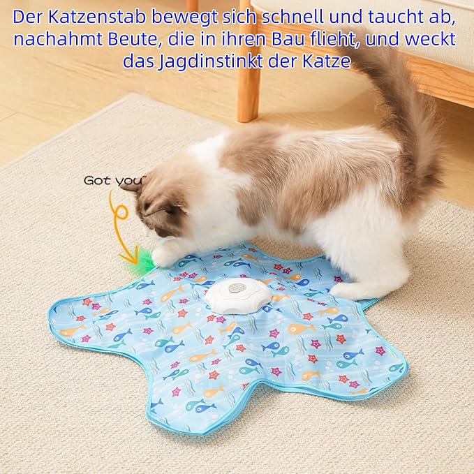 Hide and Seek Interactive Cat Toys, Puzzle Motion Activated for Indoor Cats | Cat Enrichment & Stimulating, Electronic Design, Moving toy play mat, USB & Battery Powered, 5-Hole, Multi-Cat, Bird Sound - Image 2