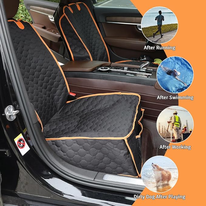 2 Packs Front Seat Car Cover, Waterproof Dog Car Seat Cover, Non-slip & Scratch-Proof, Pet Car Seat Protector with Side Flaps and Storage Pocket, Car Seat Cover for Most Cars, Trucks and SUVs - Image 3