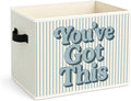 You’ve Got This Storage Bin, Blue White Stripe Fabric Basket | Motivational foldable fabric organizer for nursery, bedroom, classroom, toys, books, and clothes by Unknown