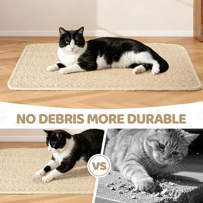 Cat Scratch Furniture Protector Pad Sisal Mat for Couch Scratching Board | 2 Packs, 23.6" x 15.7", with Catnip, Natural Sisal, for Indoor, Hallway - Image 5