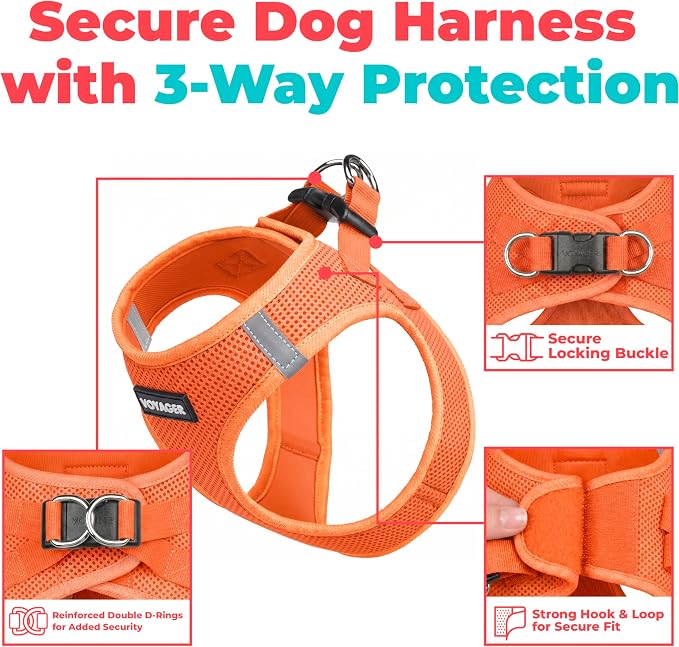 Voyager Step-in Air Dog Vest Harness - Orange, XXX-Small | 11 - 12" in Chest, Reflective Bands, All Weather Breathable Air Mesh, Cats Compatible, Lightweight, Fast Drying - Image 2