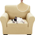 XINEAGE Stretch Jacquard Armchair Cover, Non Slip Sofa Slipcover for Dog | High-Stretch Fabric. Wear-Resistant, Pet Friendly. Easy Install & Washable for Living Rooms, Offices.Beige by XINEAGE