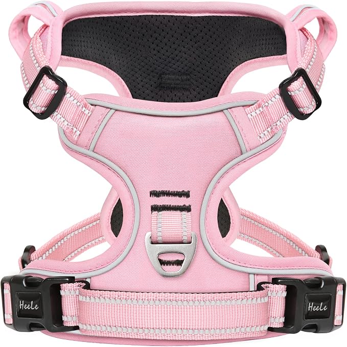 HEELE Dog Harness Dog Harness Small Dog No Pull Harness with Soft Handle Reflective Harness Adjustable, Pink, XS | Soft Breathable Padded Pet Vest, No Pull No Choke, Adjustable 2 Metal Rings for Outdoor Walking Training by HEELE