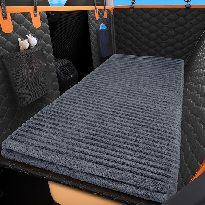 FURTIME Backseat Pet Bed Mat, Non-Slip Washable Dog Bed for Car Back Seat | Travel Pet Mat with Removable Cover, Dog Seat Covers Protector Fit for Backseat Extenders and Trucks SUVs, 54"x 24.8", Grey - Image 9