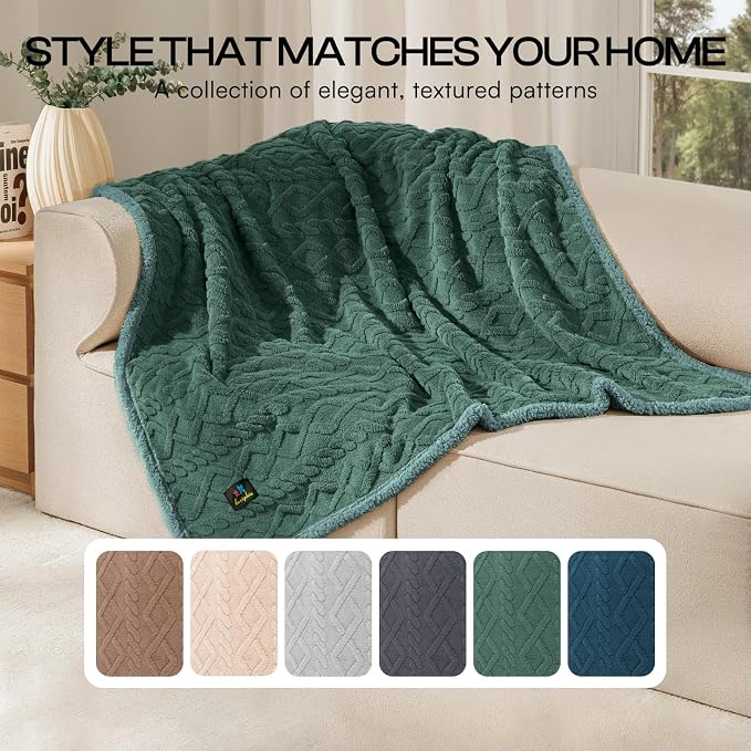 Luciphia Waterproof Dog Blanket, Reversible Sherpa Fleece for Couch Cover | Reversible waterproof pet blanket with soft Sherpa fleece; machine washable, protect couch bed car, Green-thicken 57" x 40" - Image 4