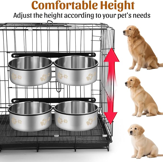 No Spill Dog Crate Water Bowls, 40oz Stainless Steel Dog Food and Water Bowl Set for Large/Medium/Small Pets, Detachable Hanging Pets Bowls for Cage, Kennel, Crate,Convenient for Adding Food and Water - Image 3