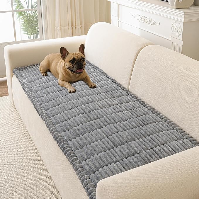 Couch Cover for Dogs Washable, Non Slip Soft Cozy Light Grey | Pet Friendly, Fuzzy Durable Plush Thick Slipcovers for 3 Cushion Sofa Cover Protector Mat Bed Furniture Couches 27.6"x82.7" by CoSofSLIP