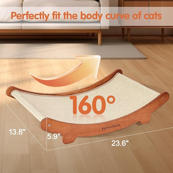 Sisal Cat Scratcher Bed Shaped U, Beech Wood Cat Scratching Pad Indoor cat Toy,Durable Cat Scratcher,Wooden Cat Furniture Protector, Large Cats Scratcher Lounge,Clawing and Play - Image 3