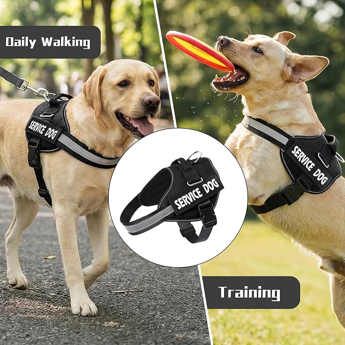 MUMUPET Service Dog Vest, No Pull & Reflective Dog Harness, Black, S | Easy Control Handle, Soft & Breathable Padding, Adjustable Fit for Small to Large Dogs, 2 Removable Patches - Image 7