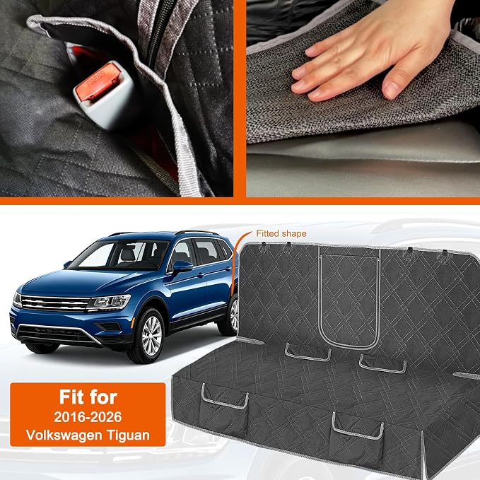 Dog Car Seat Cover for 2016-2026 Volkswagen Tiguan Waterproof | Pet Bench Seat Cover for Back Seat, 600D Heavy Duty Scratch Proof Nonslip Truck Seat Covers for Dogs - Image 2