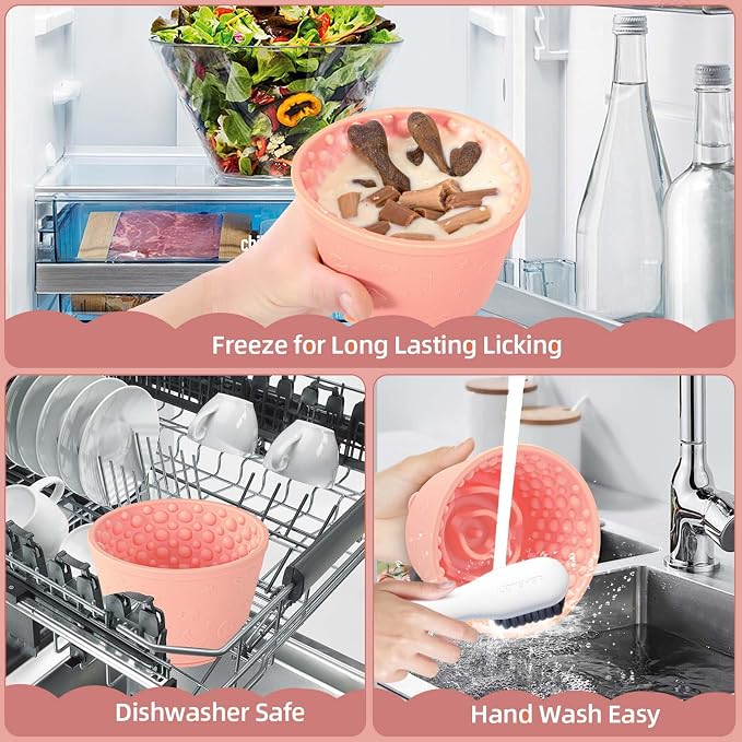 Dog Lick Bowl, Non-Slip Freeze Slow Feeder Small Medium, 1.6 Cup | Anxiety Relief & Distraction, Enrichment, Puzzle Feeder, BPA-Free Silicone, Dishwasher & Microwave Safe, for Dogs - Image 7
