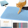 Cat Litter Mat 27"x46",Double Layer EVA litterbox Mat, Blue | Waterproof honeycomb large grid, urine-proof and odor-free. Traps litter, easy cleanup,Washable, non-slip backing by BLISSSTORM