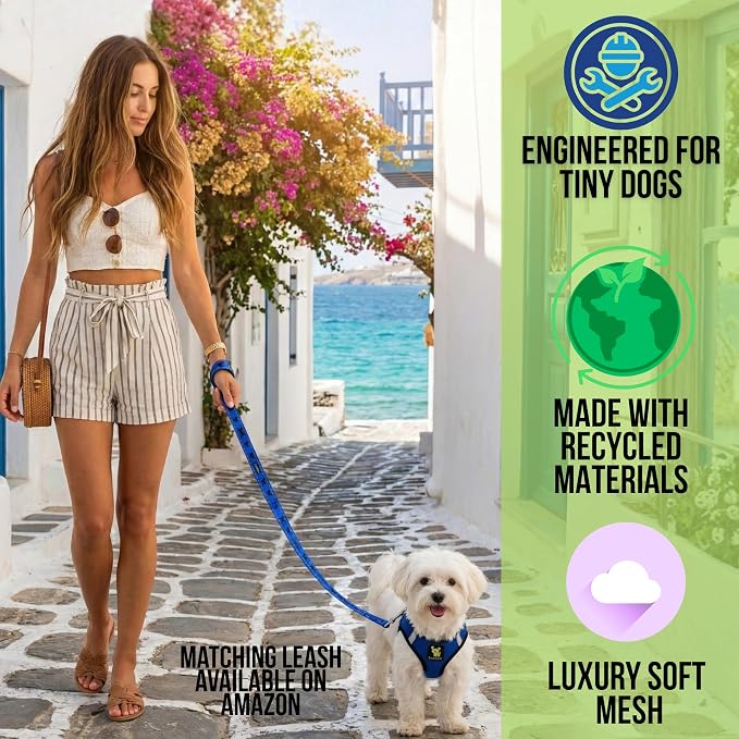 EcoBark Step in Dog Harness - Reflective Soft Luxurious Mesh Dog Harnesses for XXS, XS, Small, and Medium Dogs - Eco-Friendly Comfort Secure Halter No Pull Adjustable Pet Vest (Royal Blue, XS) - Image 2