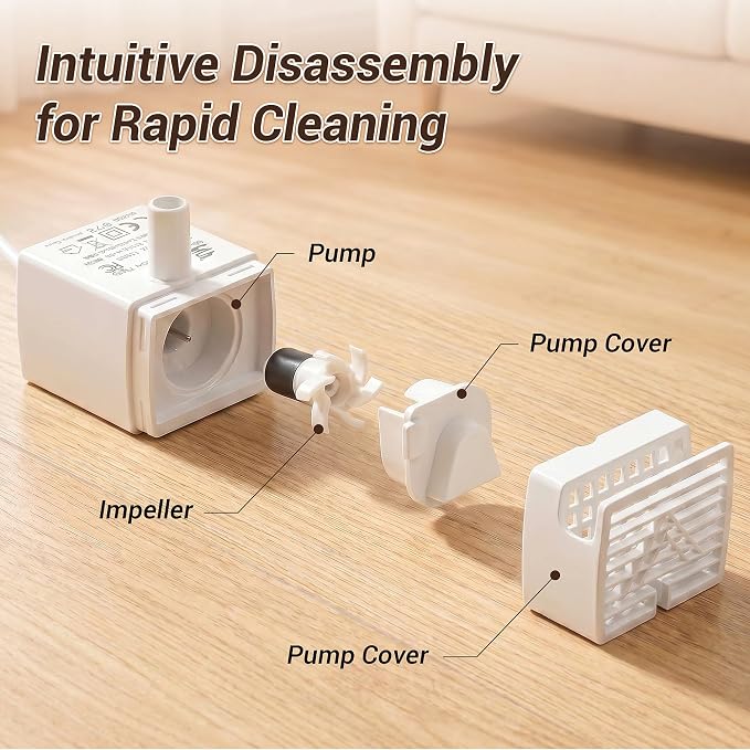 Replacement Water Pump for LUMOVET 95oz/2.8L Cat Water Fountain | Low Noise 5V Water Pump with LED Light - Image 3