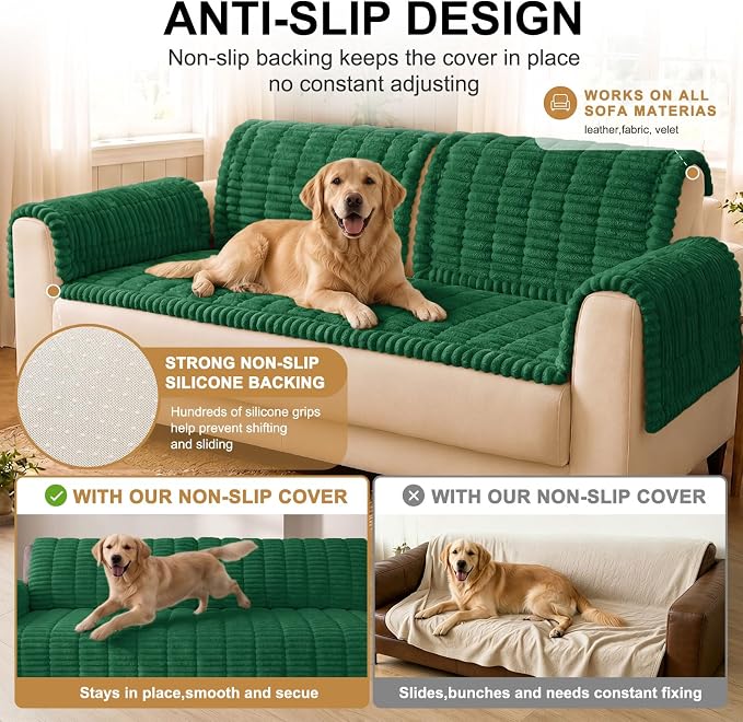 Smiry Couch Cover for Dogs, Non Slip Washable Sofa Protector for Pets | Soft Furniture Cover for Leather & Fabric Couches, Cozy Protect Against Fur, Dirt & Messes, Pet Friendly, 27.6"x70.9" - Image 10