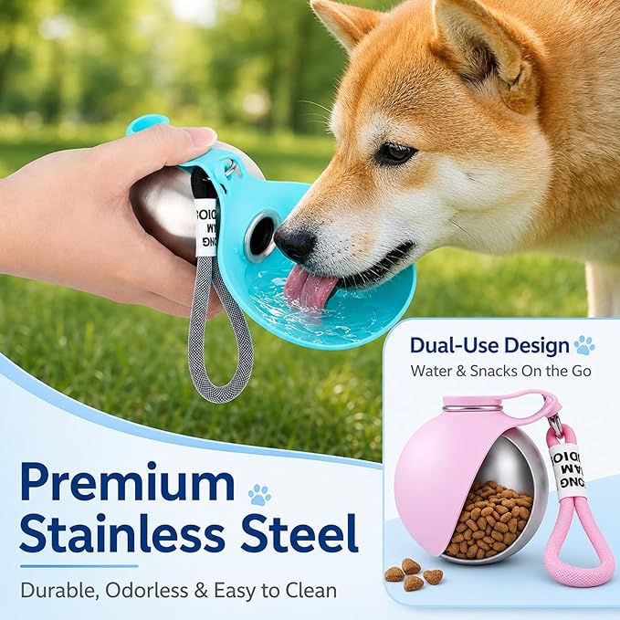 2 in 1 Portable Dog Water Bottle for Dogs,10oz Stainless Steel Portable Dog Water Bottle with Foldable Silicone Bowl, Leak-Proof 2 in 1 Portable Tumbler for Small Dog & Puppy Walking Hiking Outdoor - Image 4