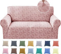 YEMYHOM 1 Piece Stretch Couch Covers for 2 Cushion Couch, Jacquard Loveseat Cover with Non-Slip Elastic Bottom, Thickened Slipcover Furniture Protector for Dogs Pets (Medium, Pink） by YEMYHOM