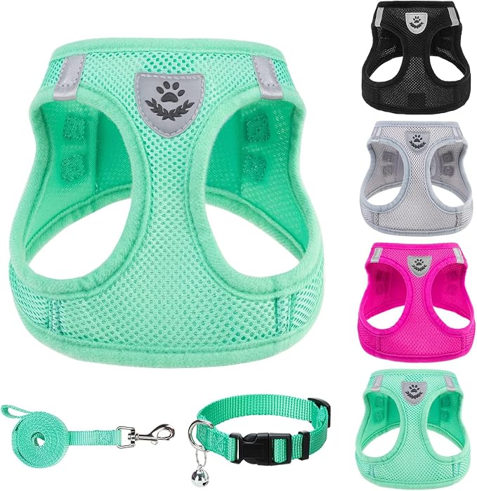PUPTECK Dog Harness, Collar and Leash Set No Pull for Small Medium Sized | Soft Mesh Puppy Step-in Escape Proof Reflective No Choke Pet Cat Adjustable Walking Vest by PUPTECK