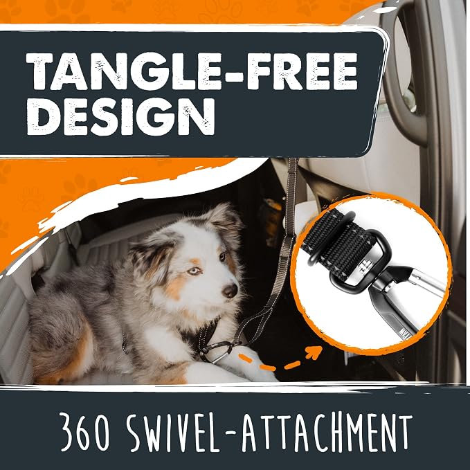 Mighty Paw Dog Seat Belt for Car Headrest, for Small, Medium & Large Dogs | Adjustable, Nylon, Aircraft-Grade Aluminum Carabiner, Tangle-Free Swivel Clip, Adjusts 18.5-30 In - Image 9