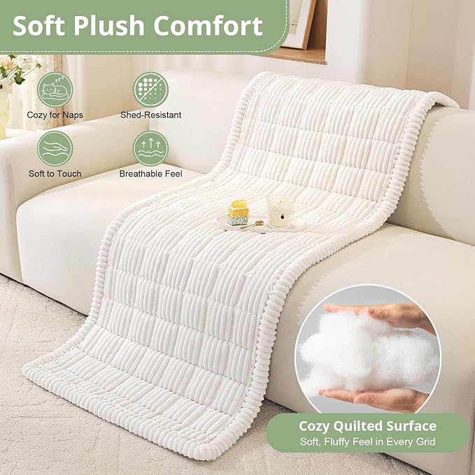 OstepDecor Couch Cover for Dogs, Washable Non Slip Sofa Cover for Pets | Soft Couch Covers for Sofa, Loveseat and Sectional, Furniture Protector Against Pet Hair & Dirt (27.6" x 82.7", White) - Image 6