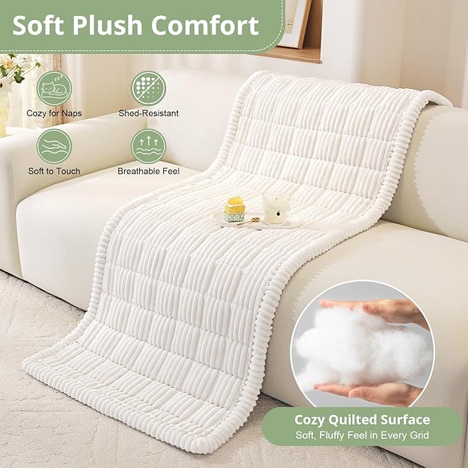 OstepDecor Couch Cover for Dogs, Washable Non Slip Sofa Cover for Pets | Soft Couch Covers for Sofa, Loveseat and Sectional, Furniture Protector Against Pet Hair & Dirt (27.6" x 70.9", White) - Image 6