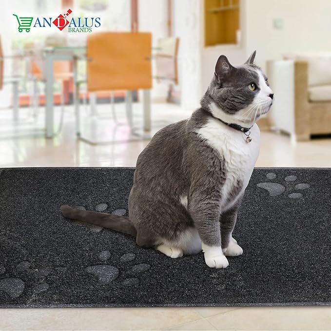 Andalus Large Cat Litter Mat, Pack of 2 - Waterproof, Non-Slip & Easy to Clean Cat Litter Box Mat for Extra Efficient Pet Litter-Trapping, Black (30” X 18”) - Image 8